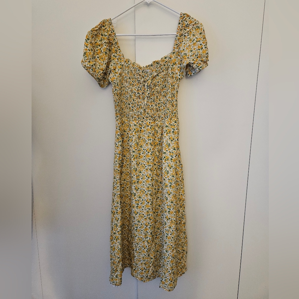 Faithfull the Brand Yellow Floral Midi Dress